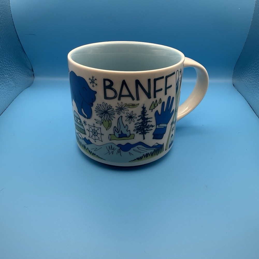 STARBUCKS BANFF Been There Series Mug 14 Oz Coffee Cup 2023 Blue, Green, White